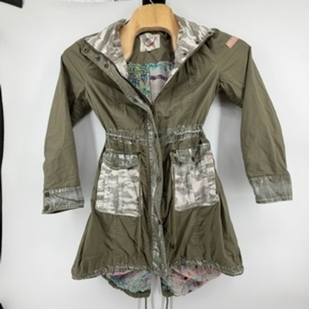 Boundless North BNCI Womens Olive‎ Green Camo Utility Parka Jacket Small Floral